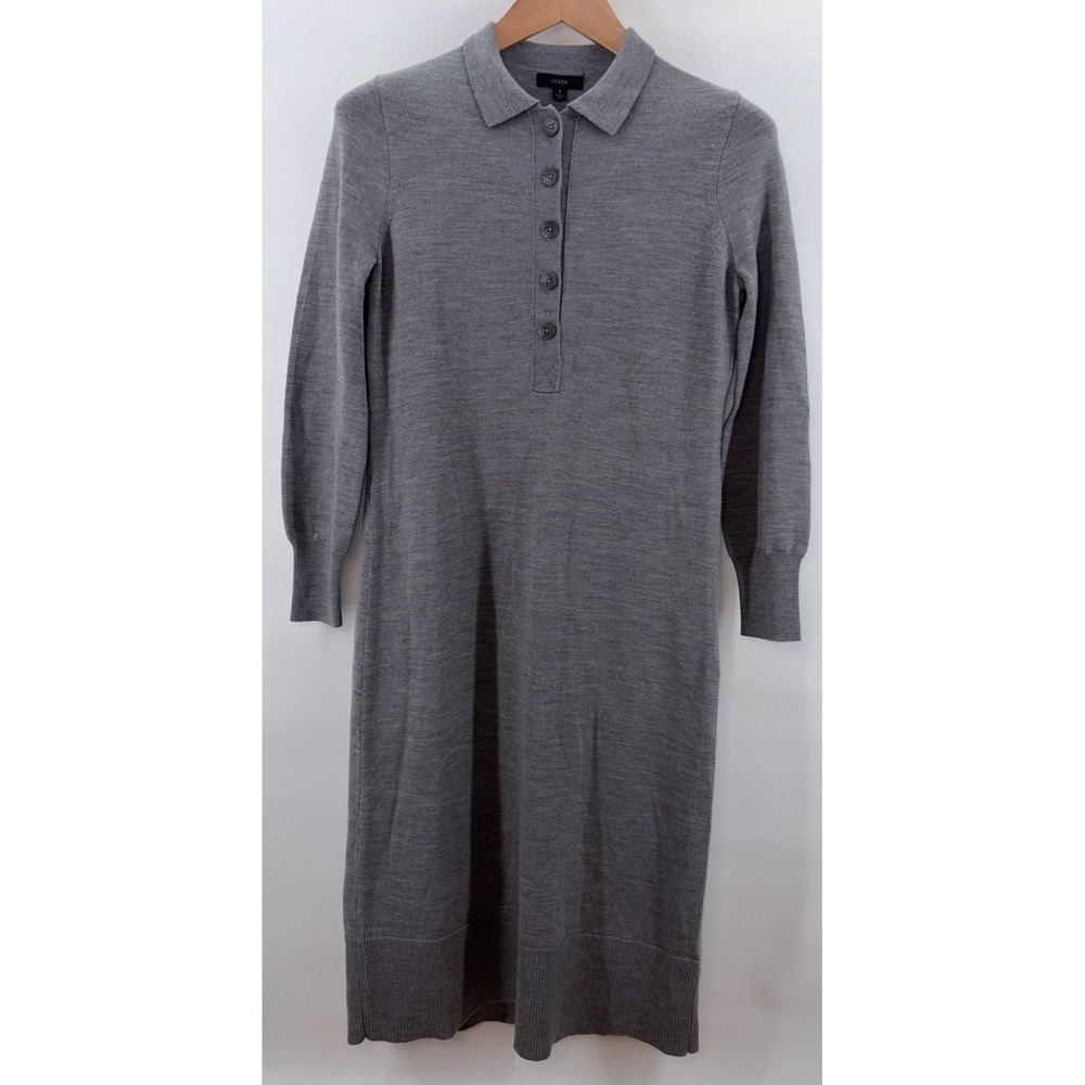 J Crew Collared Merino Wool Sweater Dress Midi Preppy Capsule Small - Picture 2 of 7